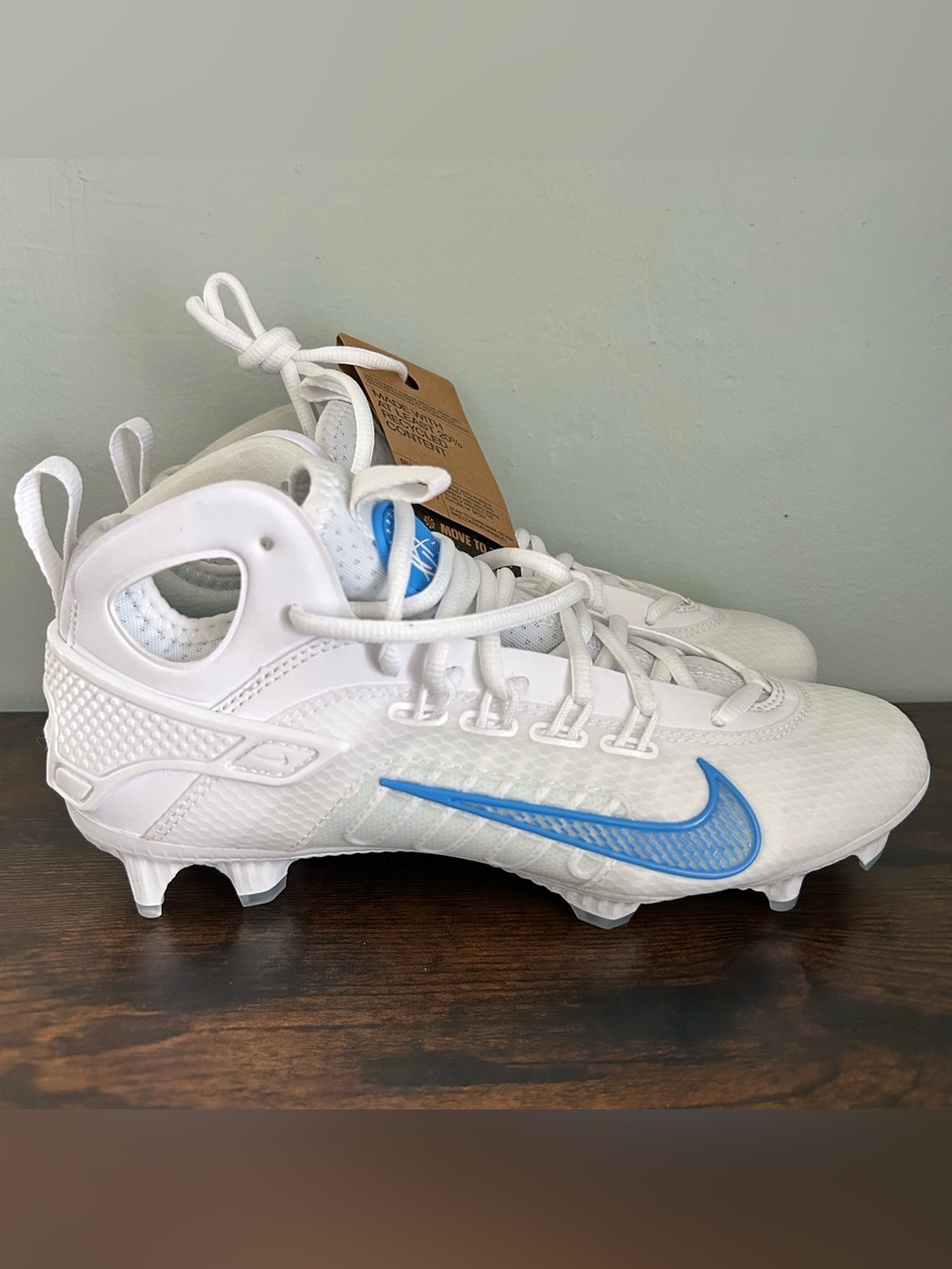 Nike Huarache 9 Elite Mid LAX SE Lacrosse Cleats Men’s 6.5 White Blue FV6146-103